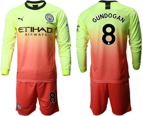 Manchester City #8 Gundogan Third Long Sleeves Soccer Club Jersey
