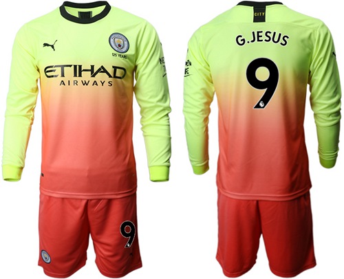 Manchester City #9 G.Jesus Third Long Sleeves Soccer Club Jersey