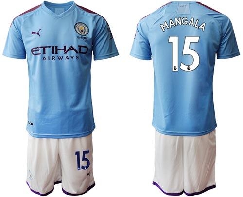 Manchester City #15 Mangala Home Soccer Club Jersey