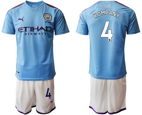Manchester City #4 Kompany Home Soccer Club Jersey