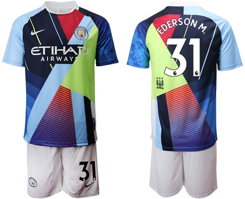 Manchester City #31 Ederson M. Nike Cooperation 6th Anniversary Celebration Soccer Club Jersey
