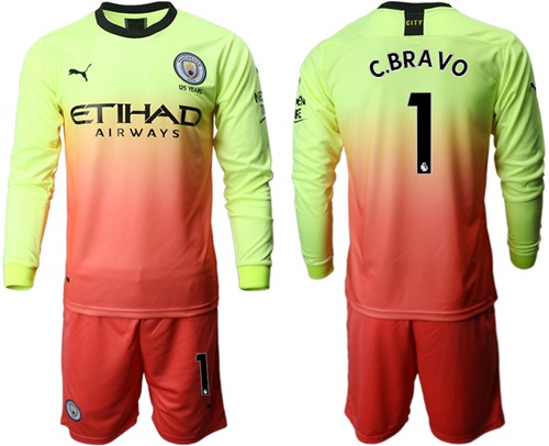 Manchester City #1 C.Bravo Third Long Sleeves Soccer Club Jersey