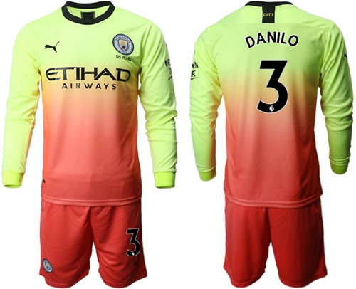 Manchester City #3 Danilo Third Long Sleeves Soccer Club Jersey