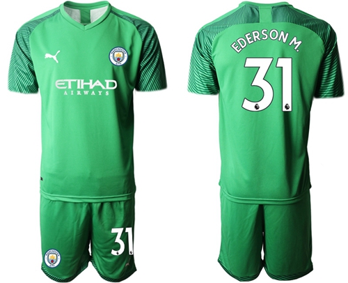 Manchester City #31 Ederson M. Green Goalkeeper Soccer Club Jersey