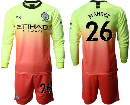 Manchester City #26 Mahrez Third Long Sleeves Soccer Club Jersey