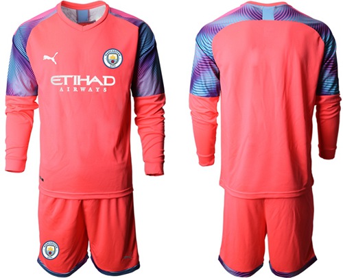 Manchester City Blank Pink Goalkeeper Long Sleeves Soccer Club Jersey