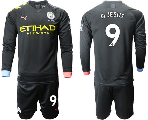 Manchester City #9 G.Jesus Away Long Sleeves Soccer Club Jersey