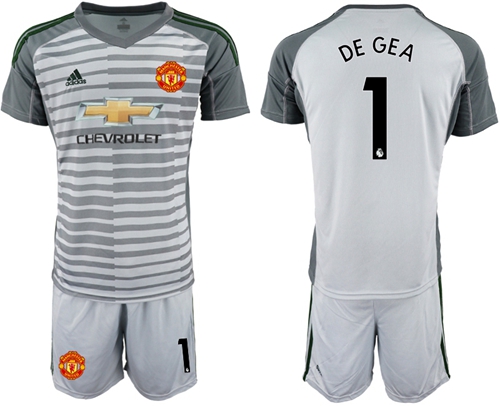 Manchester United #1 De Gea Grey Goalkeeper Soccer Club Jersey