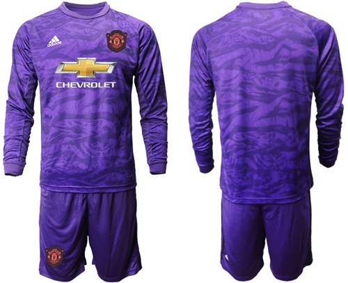 Manchester United Blank Purple Goalkeeper Long Sleeves Soccer Club Jersey