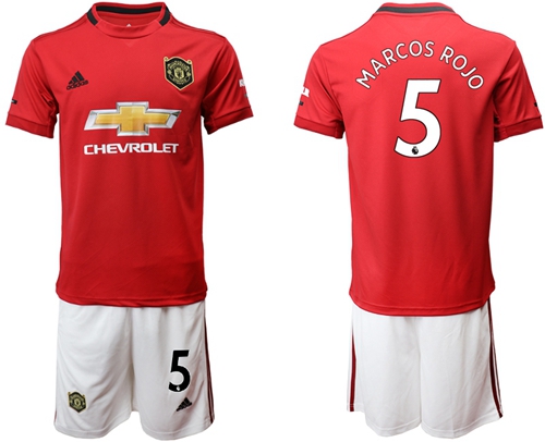 Manchester United #5 Marcos Rojo Red Home Soccer Club Jersey