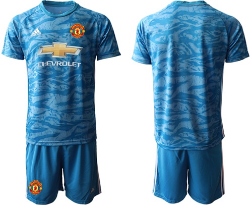 Manchester United Blank Light Blue Goalkeeper Soccer Club Jersey