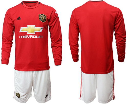 Manchester United Blank Red Home Long Sleeves Soccer Club Jersey