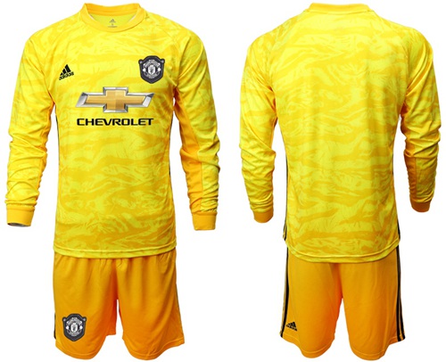 Manchester United Blank Yellow Goalkeeper Long Sleeves Soccer Club Jersey