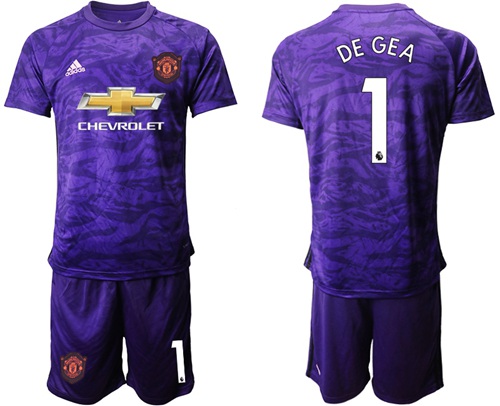 Manchester United #1 De Gea Purple Goalkeeper Soccer Club Jersey