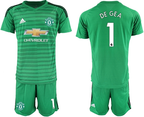 Manchester United #1 De Gea Green Goalkeeper Soccer Club Jersey