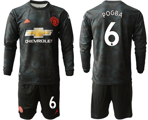 Manchester United #6 Pogba Third Long Sleeves Soccer Club Jersey