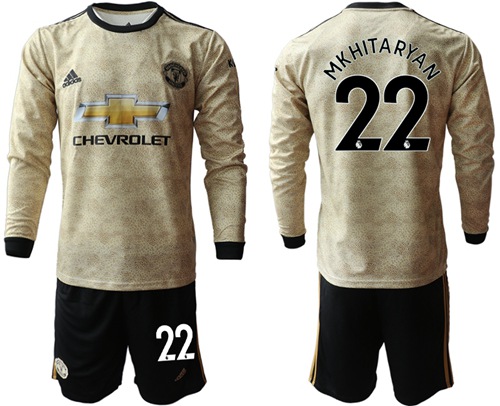 Manchester United #22 Mkhitaryan Away Long Sleeves Soccer Club Jersey
