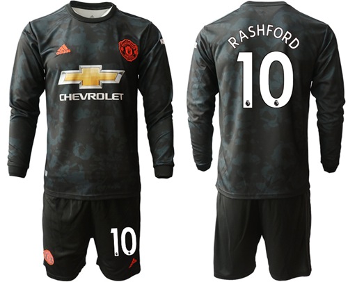Manchester United #10 Rashford Third Long Sleeves Soccer Club Jersey