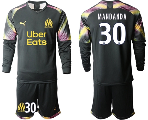 Marseille #30 Mandanda Black Goalkeeper Long Sleeves Soccer Club Jersey
