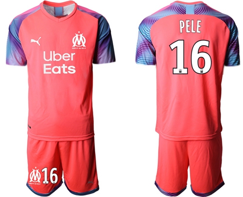 Marseille #16 Pele Pink Goalkeeper Soccer Club Jersey