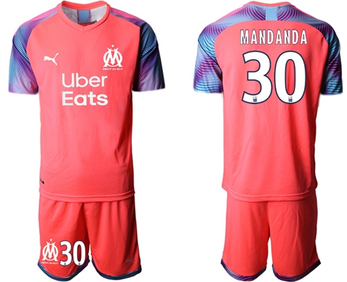 Marseille #30 Mandanda Pink Goalkeeper Soccer Club Jersey