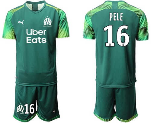 Marseille #16 Pele Army Green Goalkeeper Soccer Club Jersey