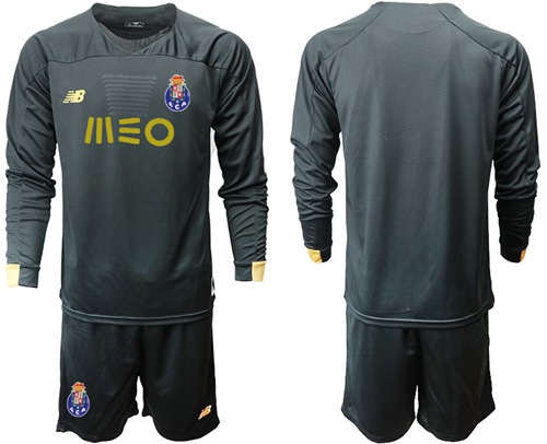 Oporto Blank Black Goalkeeper Long Sleeves Soccer Club Jersey
