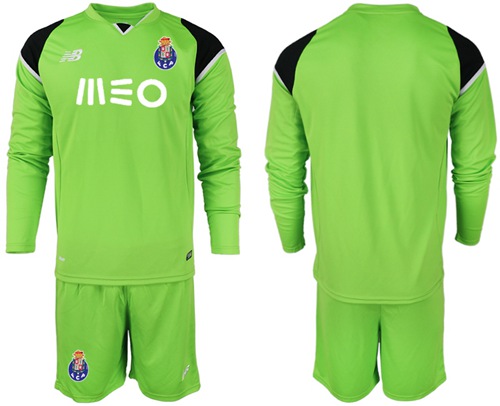Oporto Blank Green Goalkeeper Long Sleeves Soccer Club Jersey
