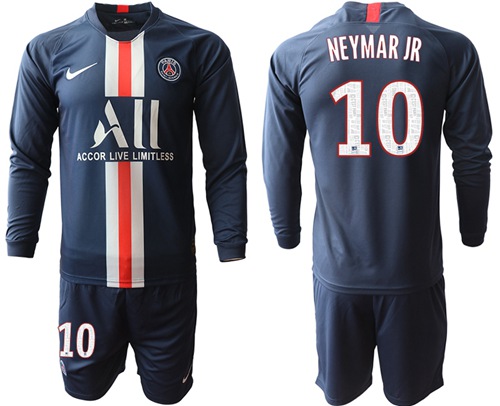 Paris Saint-Germain #10 Neymar Jr Home Long Sleeves Soccer Club Jersey