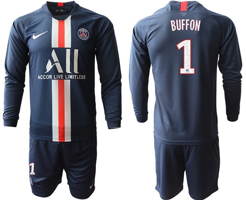 Paris Saint-Germain #1 Buffon Home Long Sleeves Soccer Club Jersey