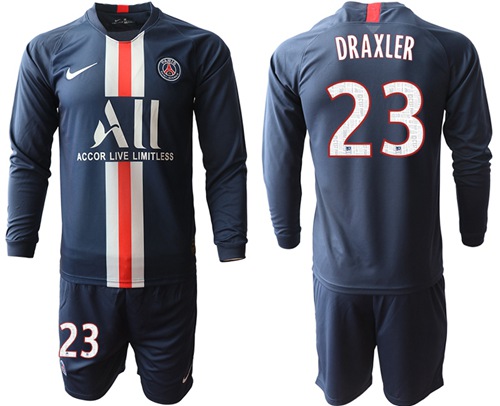 Paris Saint-Germain #23 Draxler Home Long Sleeves Soccer Club Jersey