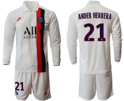 Paris Saint-Germain #21 Ander Herrera Away Long Sleeves Soccer Club Jersey