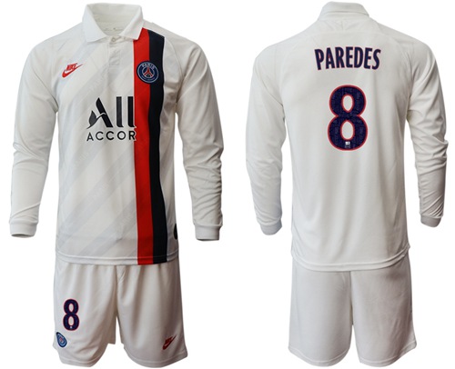 Paris Saint-Germain #8 Paredes Away Long Sleeves Soccer Club Jersey