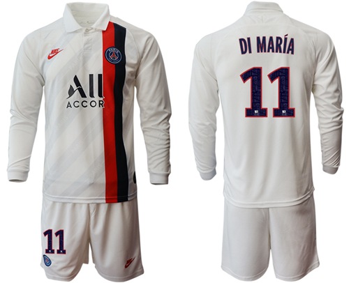 Paris Saint-Germain #11 Di Maria Away Long Sleeves Soccer Club Jersey
