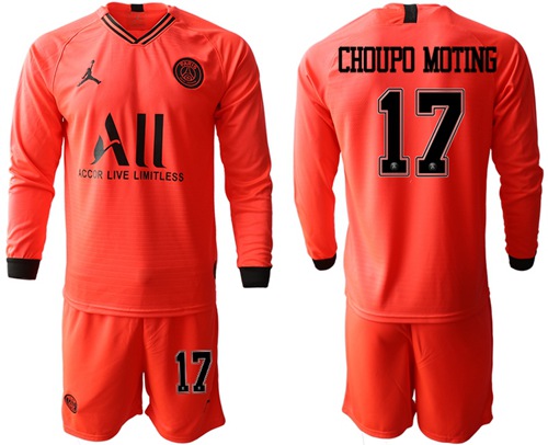 Paris Saint-Germain #17 Choupo Moting Red Jordan Long Sleeves Soccer Club Jersey