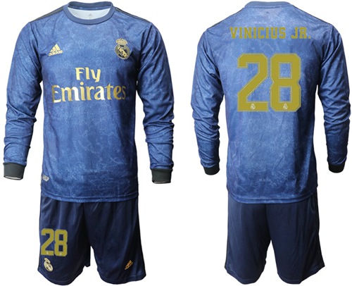 Real Madrid #28 Vinicius Jr. Away Long Sleeve Soccer Club Jersey