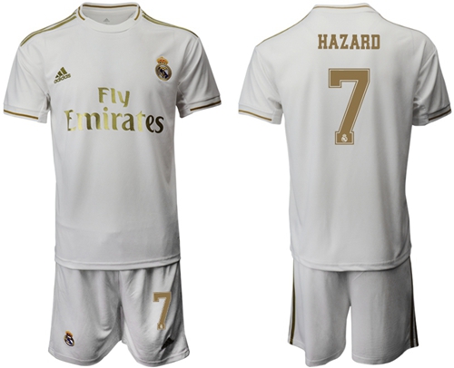 Real Madrid #7 Hazard White Home Soccer Club Jersey