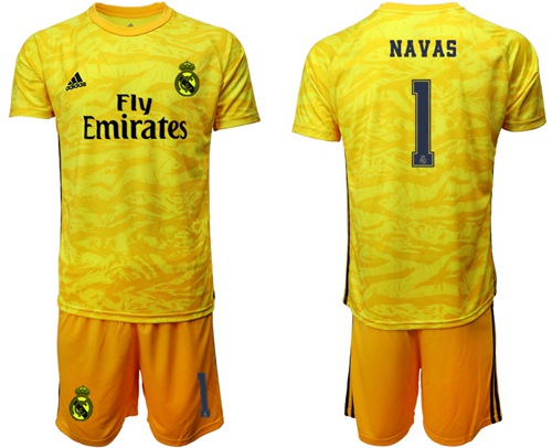 Real Madrid #1 Navas Yellow Goalkeeper Soccer Club Jersey