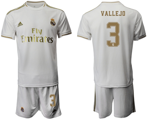 Real Madrid #3 Vallejo White Home Soccer Club Jersey