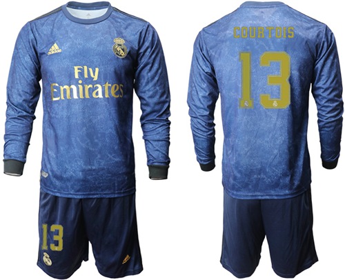 Real Madrid #13 Courtois Away Long Sleeves Soccer Club Jersey