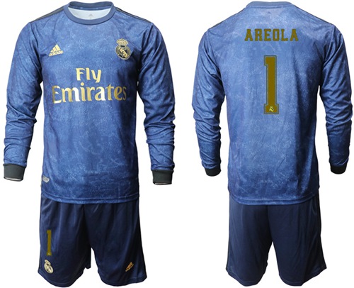 Real Madrid #1 Areola Away Long Sleeves Soccer Club Jersey
