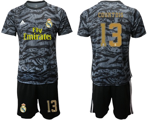 Real Madrid #13 Courtois Black Goalkeeper Soccer Club Jersey