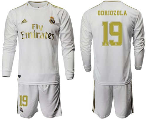 Real Madrid #19 Odriozola White Home Long Sleeves Soccer Club Jersey