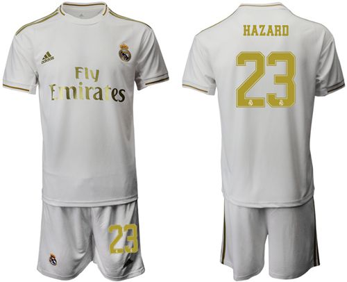 Real Madrid #23 Hazard White Home Soccer Club Jersey