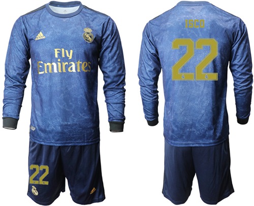 Real Madrid #22 Isco Away Long Sleeves Soccer Club Jersey