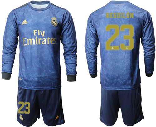 Real Madrid #23 Reguilon Away Long Sleeves Soccer Club Jersey