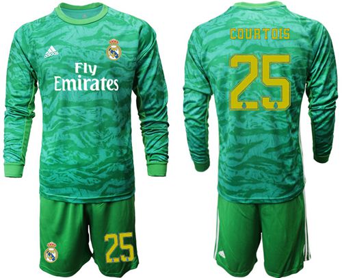 Real Madrid #25 Courtois Green Goalkeeper Long Sleeves Soccer Club Jersey