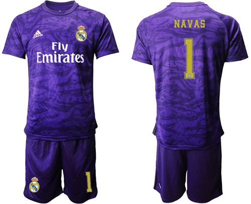 Real Madrid #1 Navas Purple Goalkeeper Soccer Club Jersey