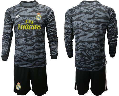 Real Madrid Blank Black Goalkeeper Long Sleeves Soccer Club Jersey