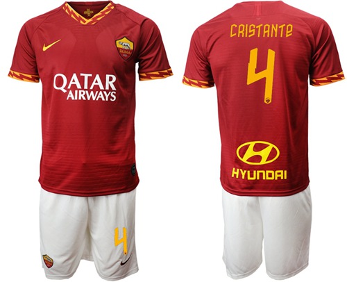 Roma #4 Cristante Red Home Soccer Club Jersey